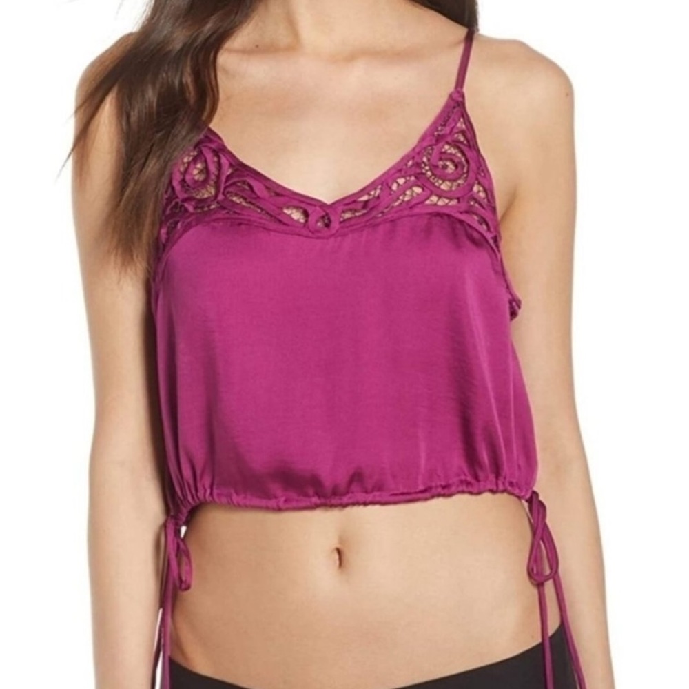 NWT New Free People Blouson Brami Purple Orchid Eyelet Cami Tank Top Size XS